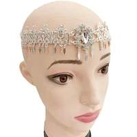 elegant crystal headband bridal crown tiara hair chain algeria princess queen party wedding hair jewelry ornament gift