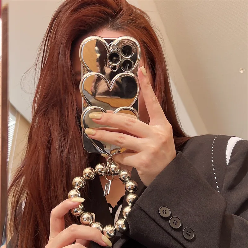 

Stereo Plating Love Phone Case Chain for Iphone13Promax Phone Case Apple 11/12Pro Advanced Sense of Soft Iphone 11 Case