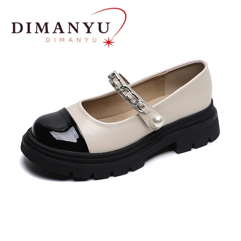 DIMANYU Mary Jane Shoes Girls Platform 2023 New Summer Retro Round Toe Color Block Women's Loafers Shoe Girl