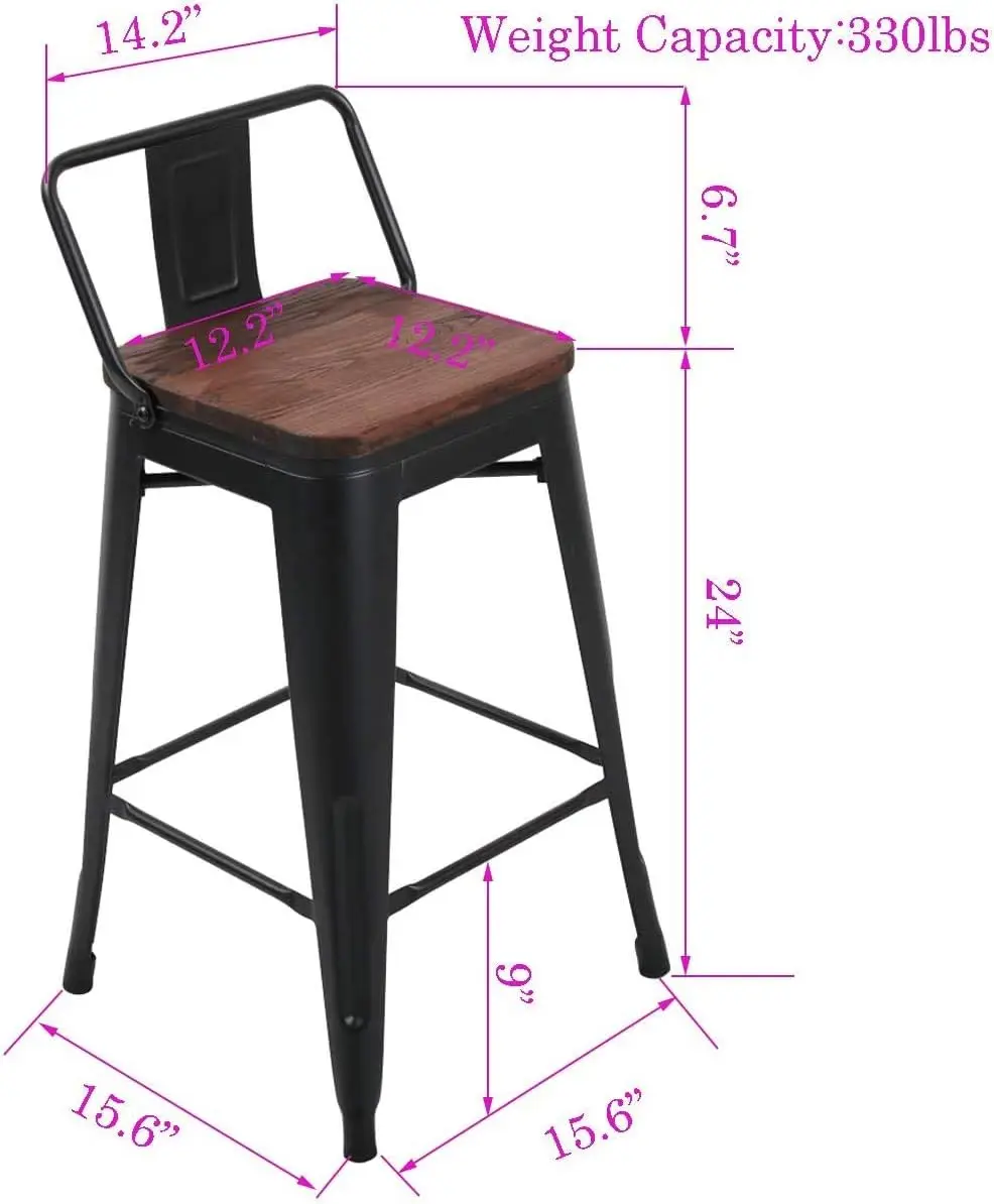 Барный стул 24 дюйма 4 промышленные металлические барные стулья барный с задней