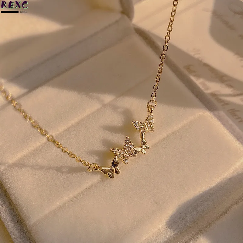 

Micro Inlaid Neck Chain Butterfly Female Light Luxury Niche Design Sense Clavicle Chain 2022 New Simple High-grade Accessories