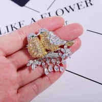 2022 new korean version of the micro encrusted zircon pin love bird brooch fashion temperament suit pin holiday gift jewelry