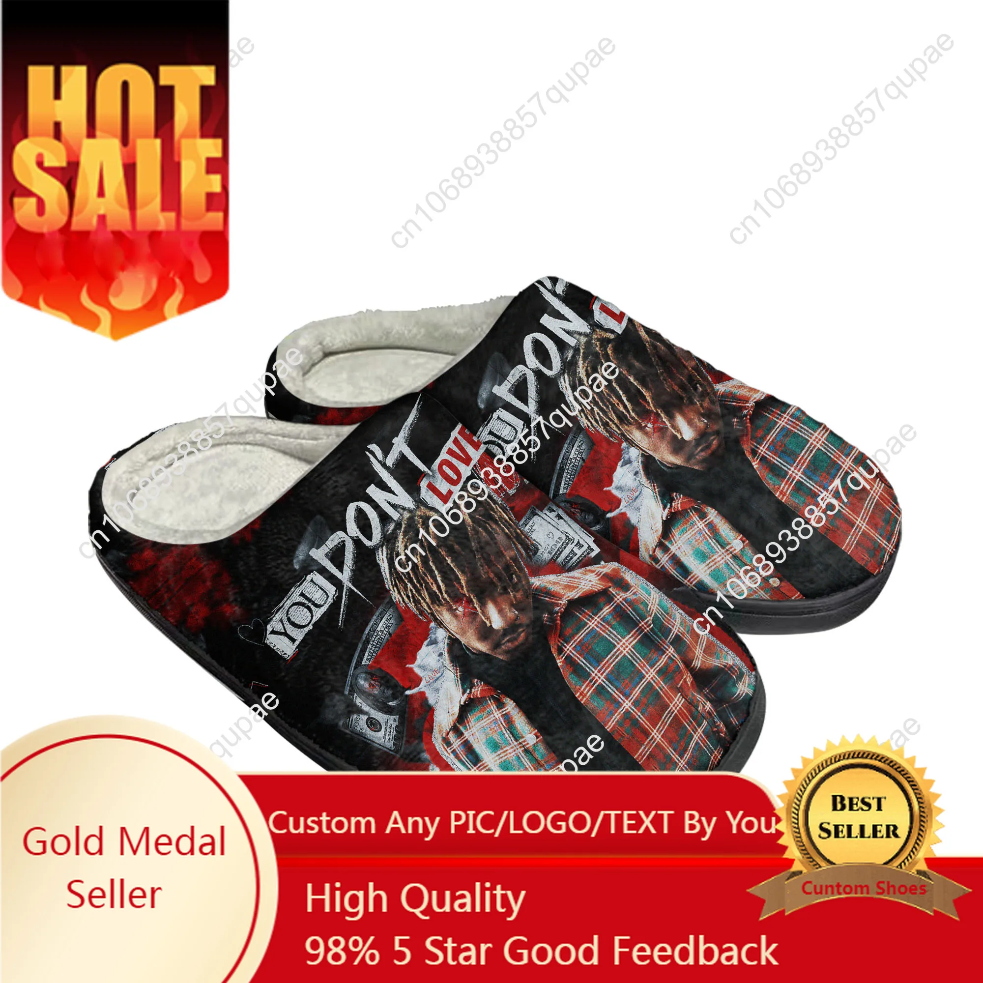 

Juice Wrld 999 Hip Hop Rapper Home Cotton Custom Slippers Mens Women Sandals Plush Casual Keep Warm Shoes Couple Thermal Slipper