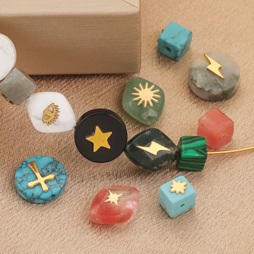 5 шт. нержавеющая сталь натуральный камень геометрическая звезда крест свободные