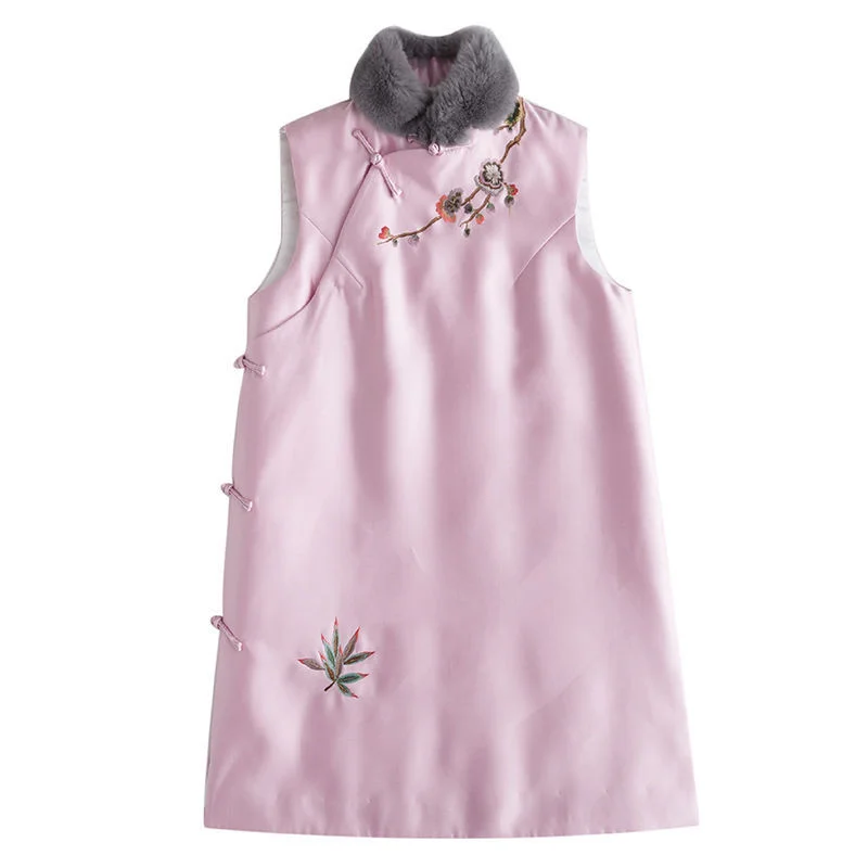 Этнический жилет в стиле Харадзюку средней длины с принтом китайском женские