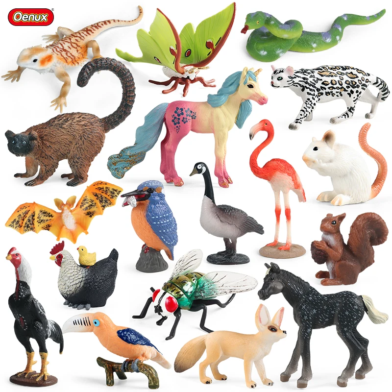 

Экшн-фигурки Oenux Forest Wild Animal, лиса, ящерица, мыши, змея, мотыльки, птивечерние, мини-вечеринки, подарки для торта, Детская развивающая игрушка