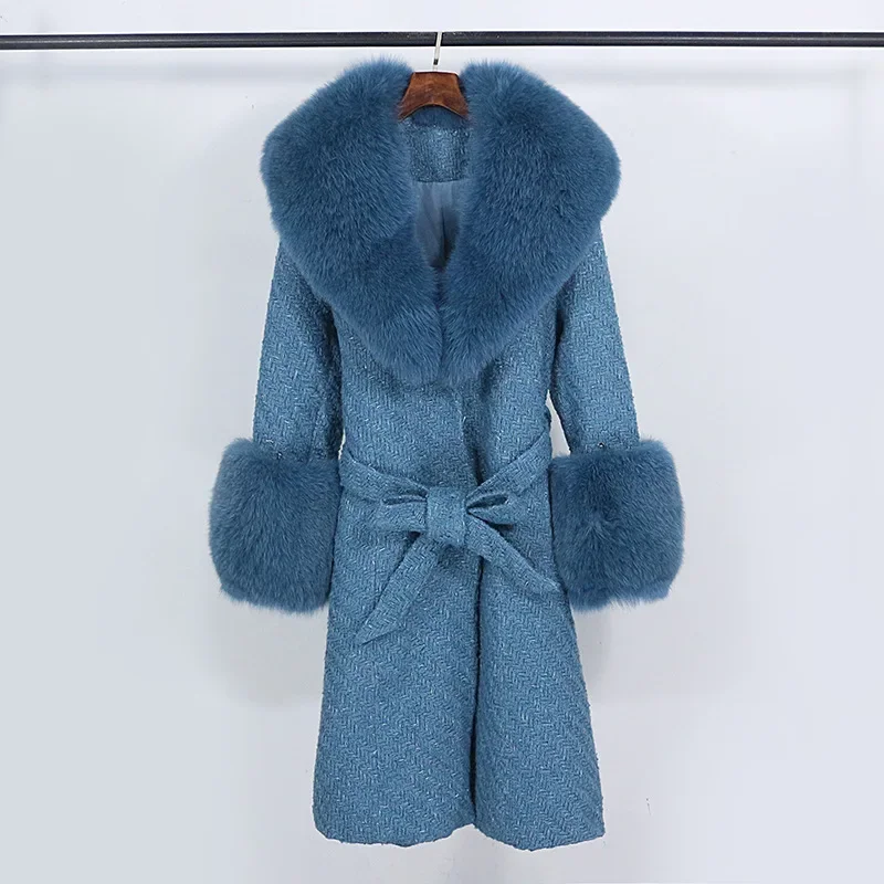 Новое поступление осени/зимы 2023 женская цельная кожаная куртка из лисьего меха с