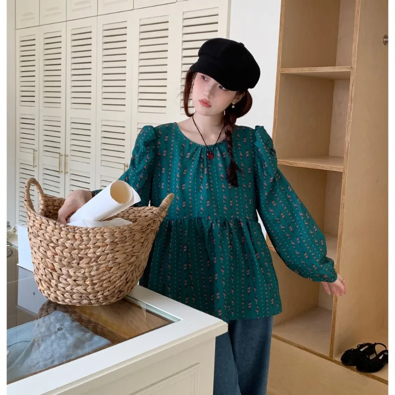 Рубашка женская свободного покроя с цветочным принтом повседневная хлопковая