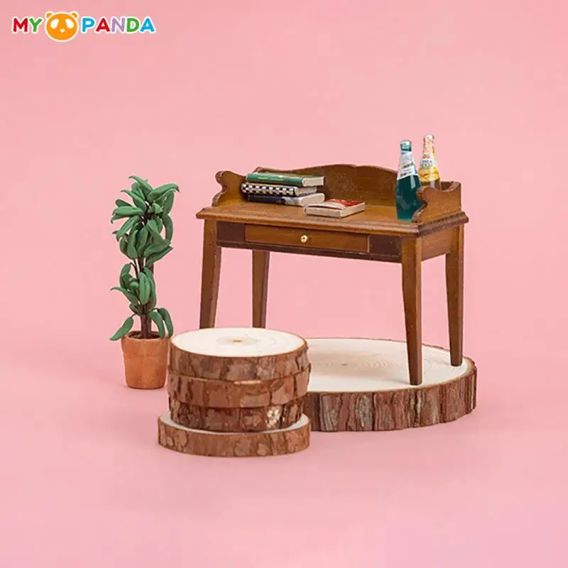 

1:12 Doll house Wooden Miniature Furniture Desk Model Hollowed Out Coffee Table Dollhouse DIY Furniture Decor