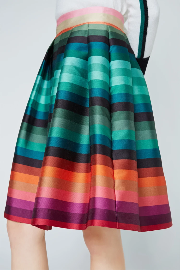 

A Line Girls Preppy Stylish Summer Chic Skirt Rainbow Puffy High Waist Skirts