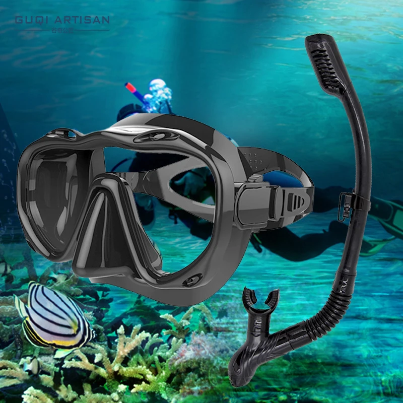 2022 New Professional Swimming Single-Sided Mirror Frame Diving Goggles And Snorkel Set Equipment Snorkeling Mask Buceo