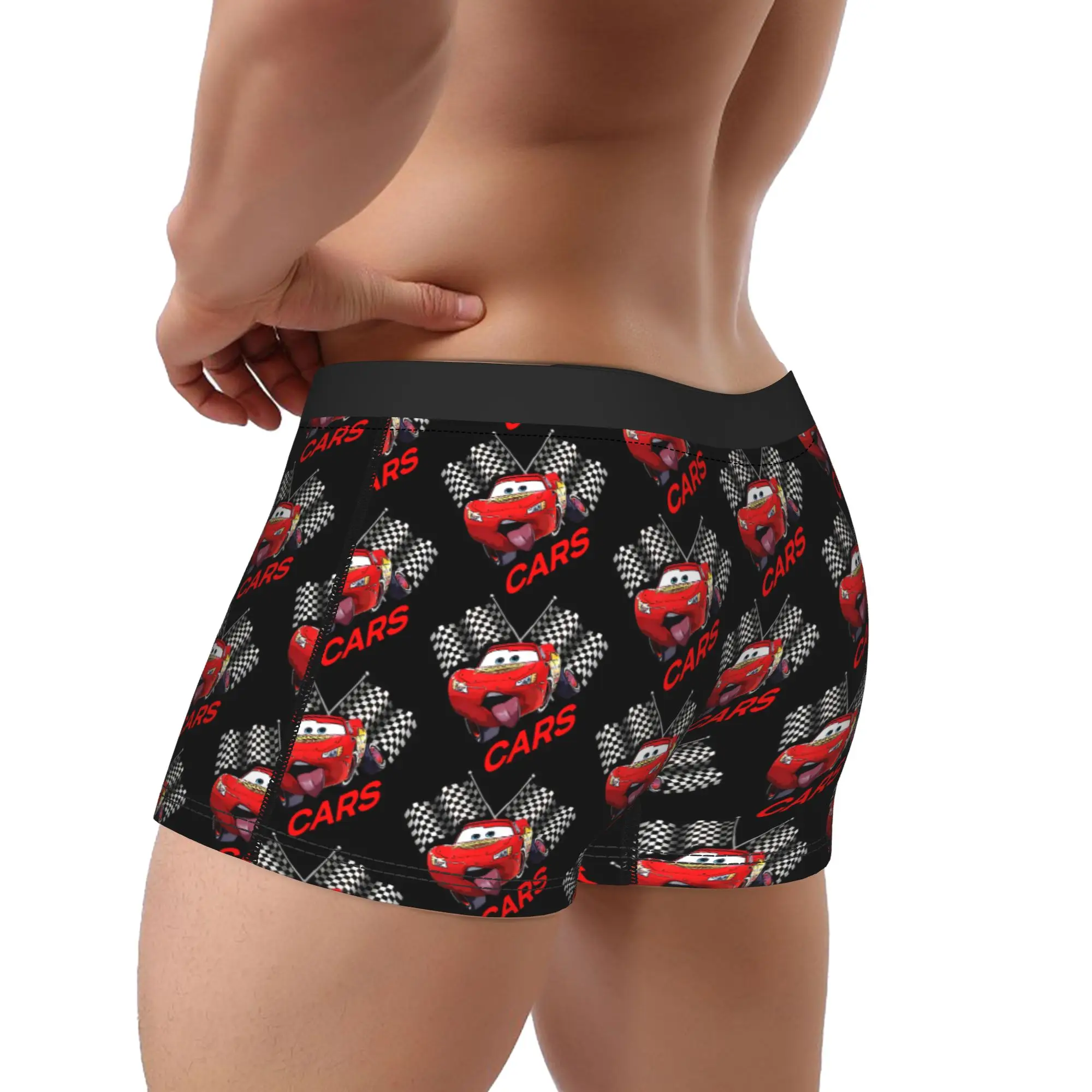 Фото Мужские трусы-боксеры Lightning McQueen Funny Cars, мягкие, модные, высококачественные, с принтом, больших размеров №3