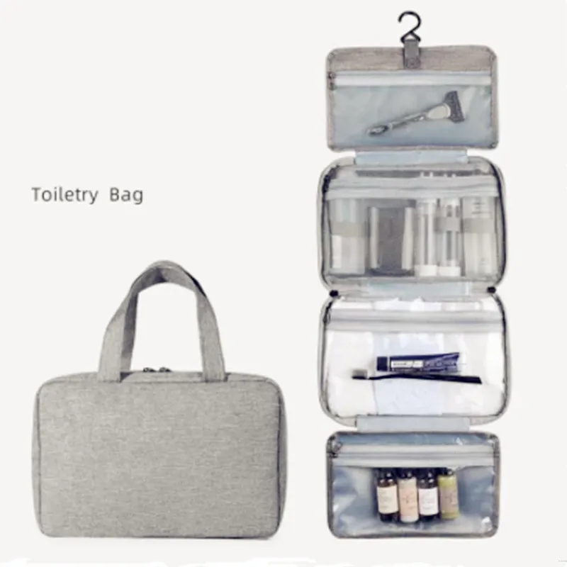 

Solid Color Hanging Cosmetic Bag Large-Capacity Travel Waterproof Toiletry Bag Folding Skin Care Product Storage Bag