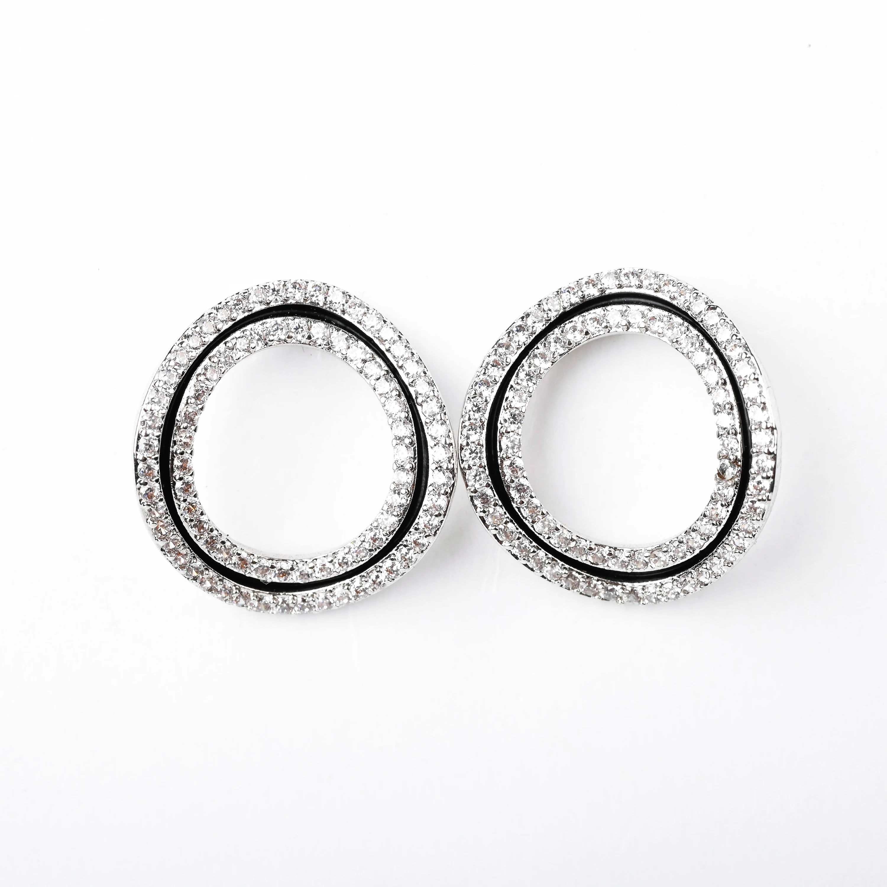 

Silver-021 Round Circle Fashion Chic Shiny Trendy Earrings for Women