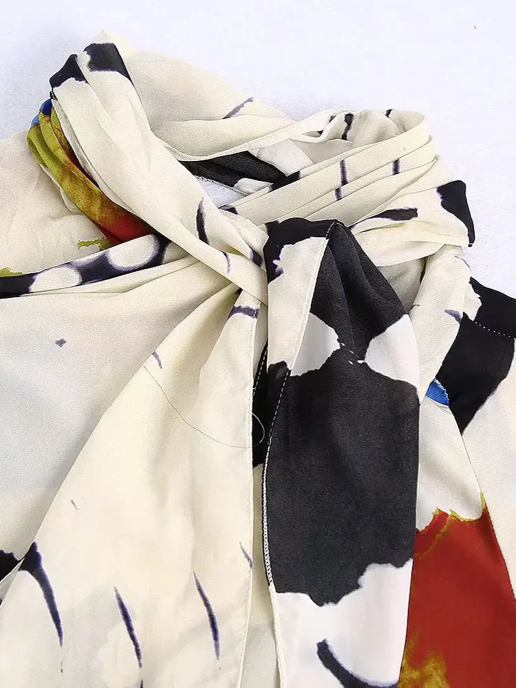 Женская элегантная рубашка с бантом Nlzgmsj ZBZA 2023 однобортная Повседневная длинным