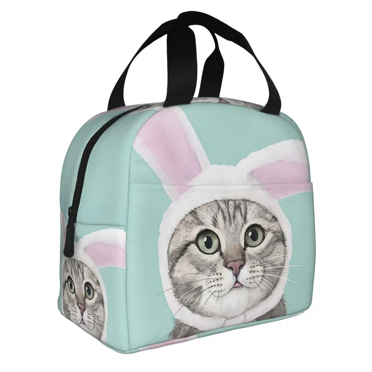 Floating Cat Bunny Lunch Bento Bags Portable Aluminum Foil thickened Thermal Cloth Lunch Bag for Women Men Boy