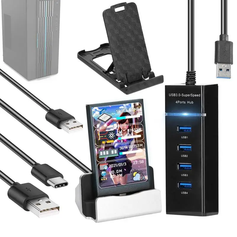 

Портативный мини-монитор для компьютера, 3,5 дюйма, IPS Тип C, вторичный экран для процессора, GPU, RAM, HDD