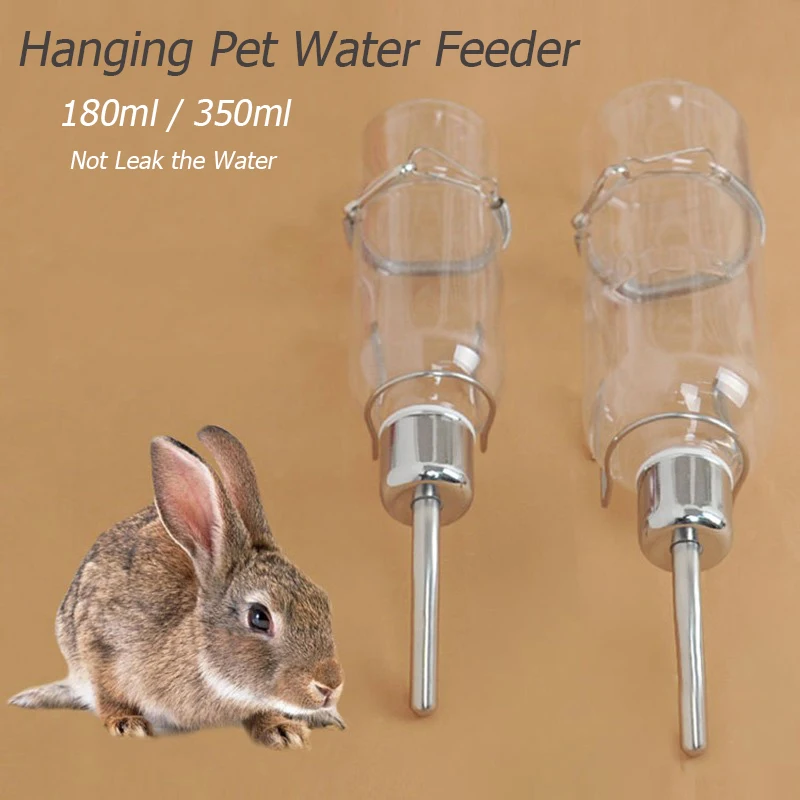 

Plastic Water Feeder Bottle Hanging Auto Dispenser Drinker Hamster Small Pets Dog Drinking Stainless Steel Head Pipe Fountain