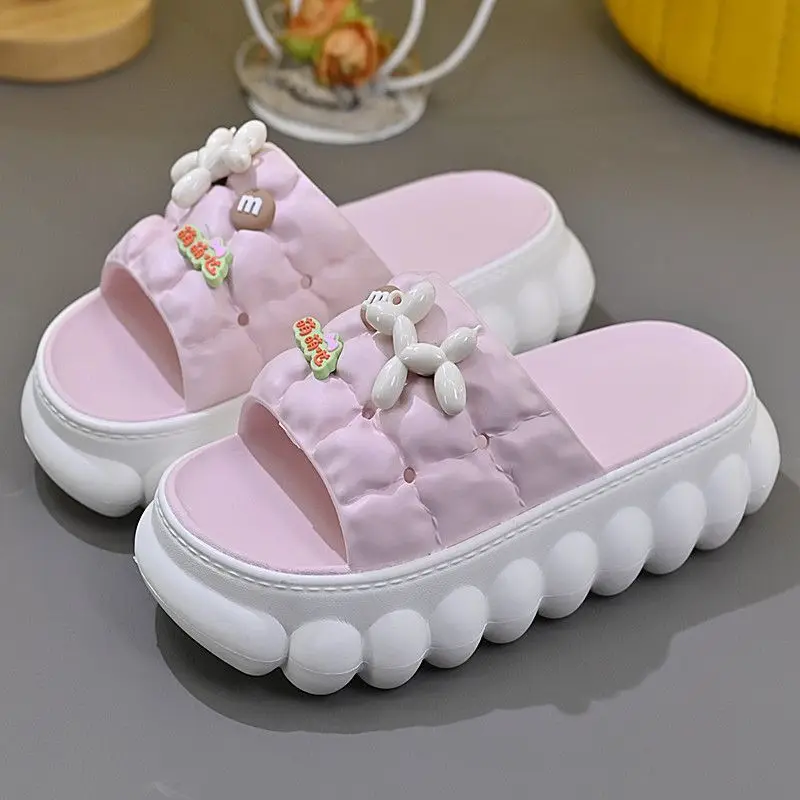 green puppy high platform slipper women's shoes 2023 slide sandals trends pink slippers woman indoor house shoes dog slippers