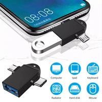 2 in 1 otg adapter usb 3 0 female to micro usb male and usb c male connector aluminum alloy on the go converter for xiaomi