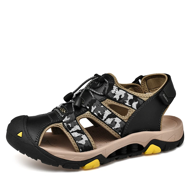 

2022Summer Genuine Leather Shoes Fashion Men Leather Sandals Summer Beach Shoes Casual Male Sandals Beach Sandals