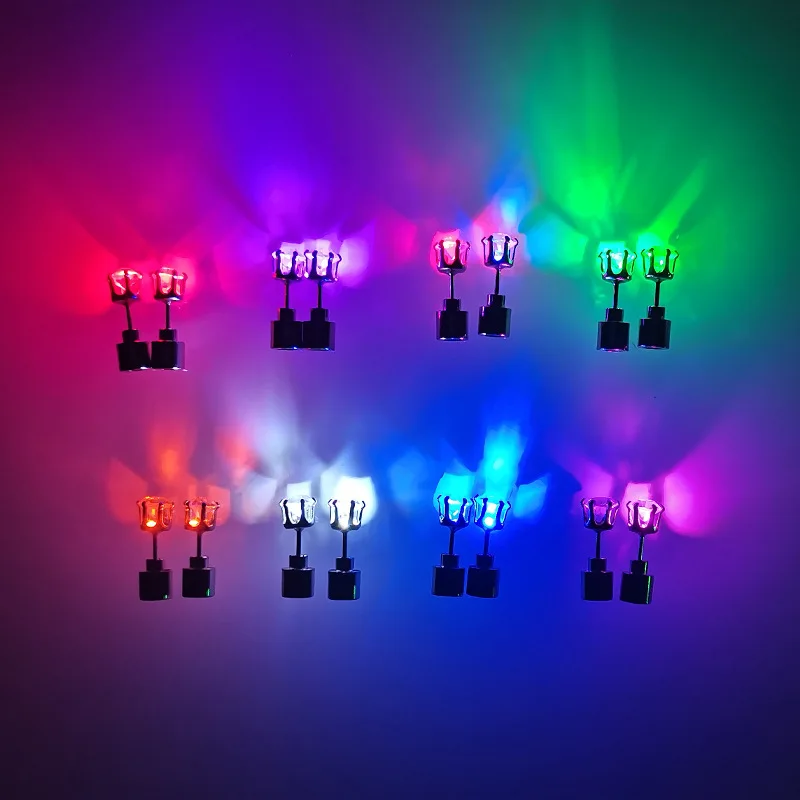 

Led Glow For Women Stud Earrings Nightclub The Party Fashion Colorful Stainless Steel Statement Korean Style Temperament Jewelry