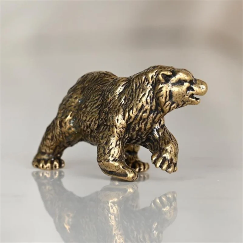 Антикварная латунная фигурка белого медведя с твердой ручкой украшение для
