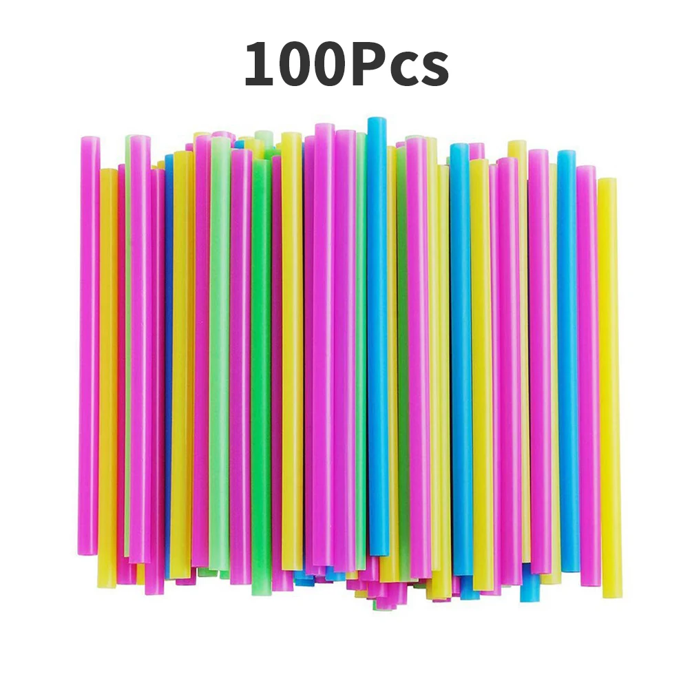 

100Pcs Colorful Large Drinking Straws Milkshakes Cocktails Smoothies Plastic Straw Straight Tube Disponible Straw Party Supplies