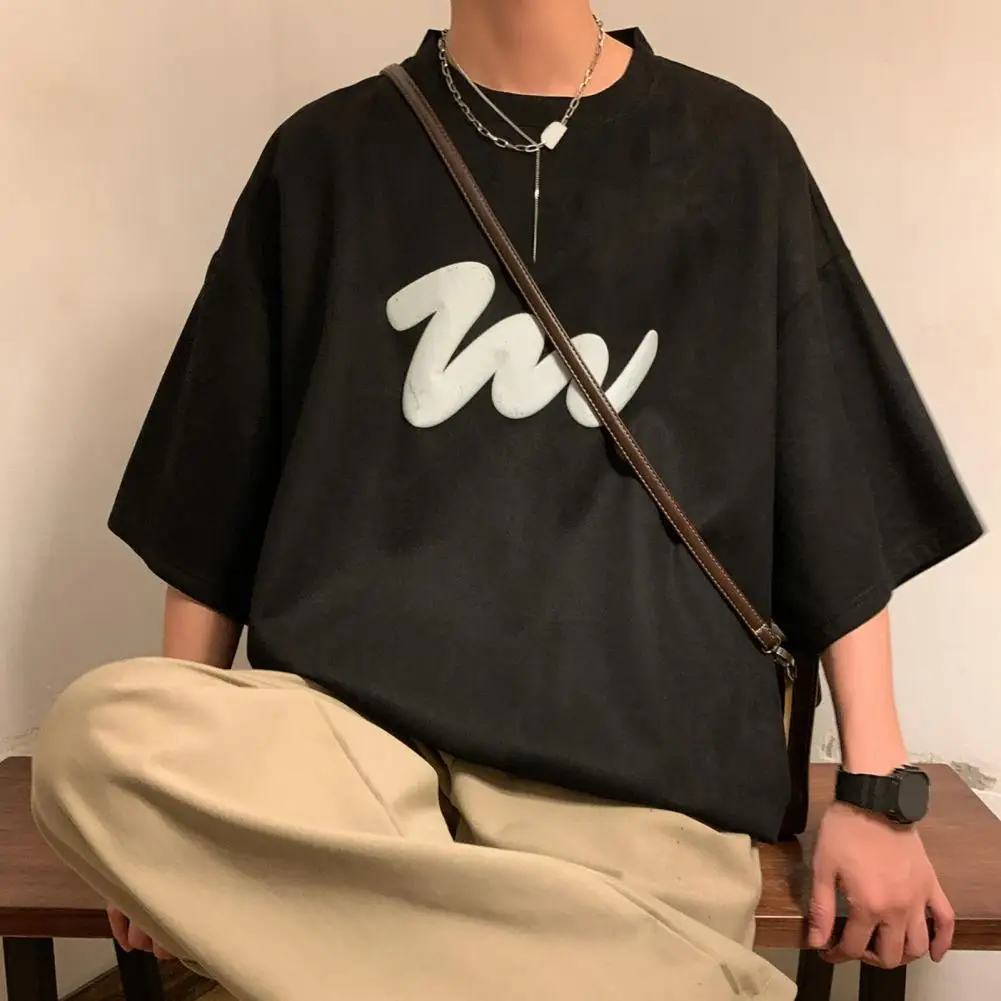 Футболка мужская с коротким рукавом повседневный топ круглым вырезом стильная