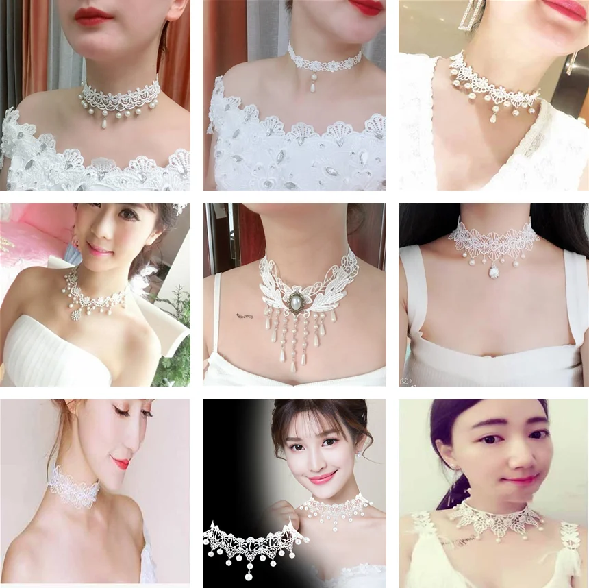 

European and American Lace Necklace White Lace Clavicle Chain Fashion Jewelry Necklace Fashion Temperament Sexy Clavicle Chain
