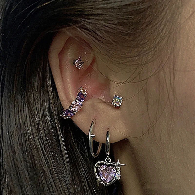 

Trendy Vintage Goth Pink Love Heart Hollow Metal Pendant Earrings For Women Egirl Bff Aesthetic Y2K Jewelry Accessories