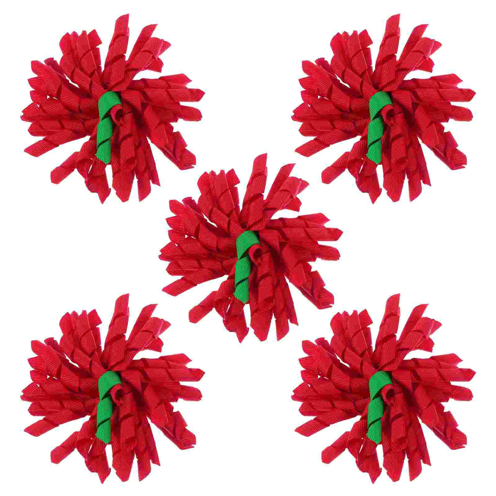 

5pcs Xmas Hairpins Good Useful Curly Ribbons Flower Hairpins Colored Hair Clips Xmas Kids Headdress