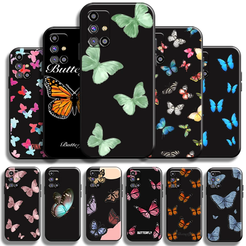 

Simplicity Pretty Butterfly Phone Case For Samsung Galaxy M31 M31S Shell Shockproof Cases Soft Full Protection Black Cover Back