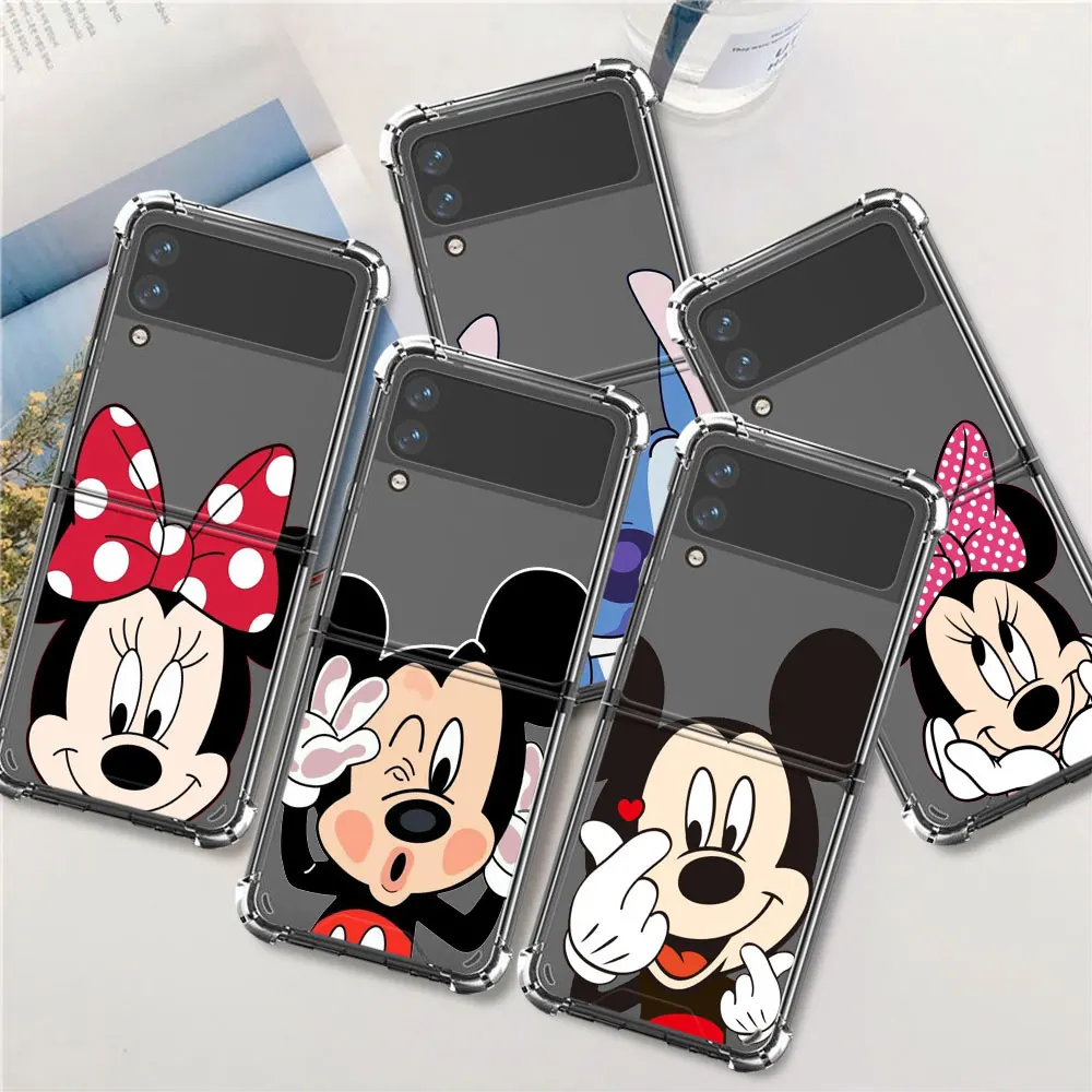 

Clear Airbag Case For Samsung Galaxy Z Flip 3 5G Hard Back Cover Cute Mickey Minnie Mouse