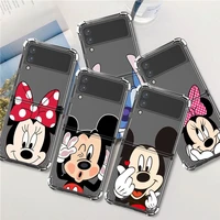 clear airbag case for samsung galaxy z flip 3 5g hard back cover cute mickey minnie mouse