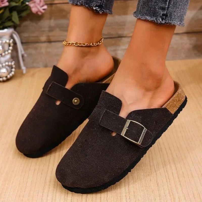 Женская обувь 2024 женские тапочки с закрытым носком уличные повседневные пряжкой
