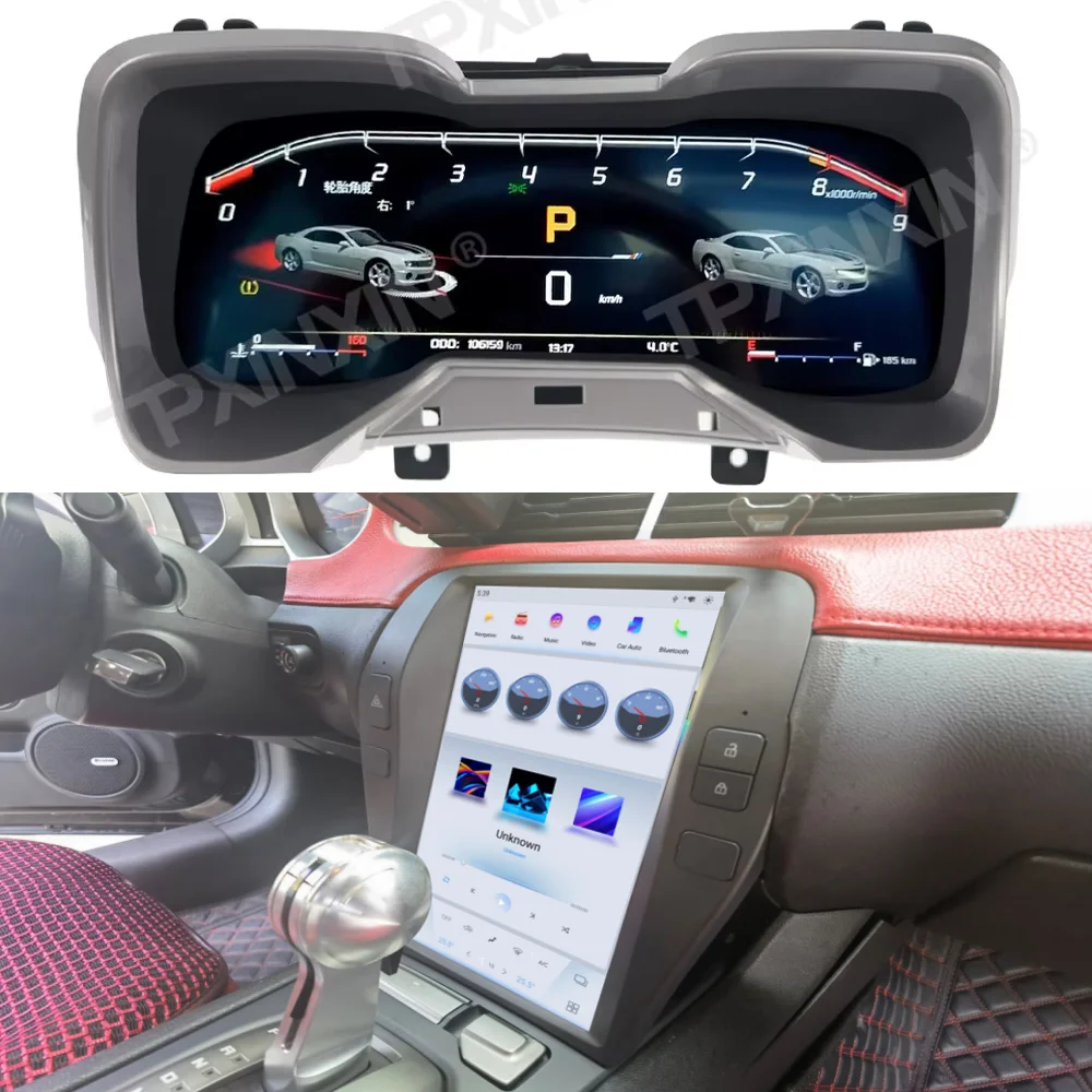 Фото Цифровая приборная панель + Android-магнитола с навигацией для Chevrolet Camaro 2010-2015: Виртуальный кокпит, головное устройство №2