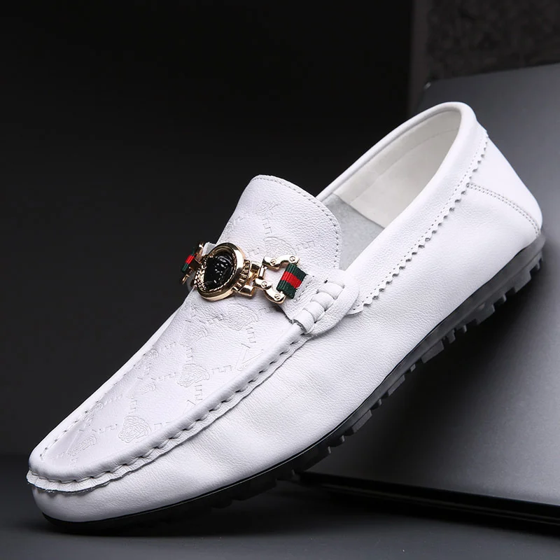 Luxury brand genuine 2023 New Genuine Men's One Step Fashion Set Foot English Style Leather Sole Soft Surface Lazy Business Bean