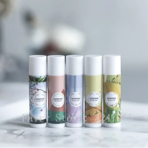 

12/36/108 Pcs PVC Label Colorful Lipstick Sticker Cherry Blossoms Yellow Red Purple Empty Lipstick Tube Lip Balm Bottle