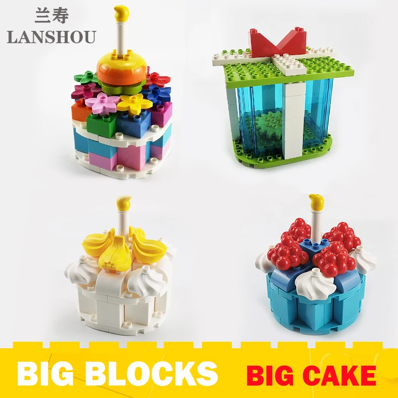 Конструктор большой размер торт на день рождения банан виноград фрукты в сборе