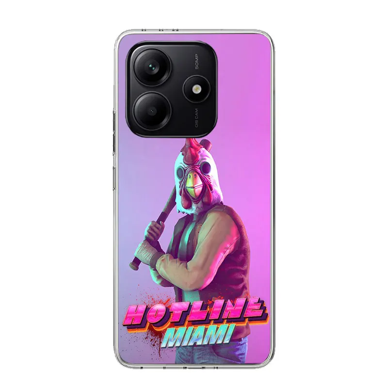 Фото Чехол для телефона Game Hotline Miami для Xiaomi Redmi Note 15 14 14S 13 12S 12 11S 11 11T 11E Pro Plus 4G 5G Trend Fundas Redmi N №2