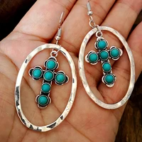 fashion boho cross crochet earrings for women 2020 vintage large oval statement earring best gift jewelry indian d375