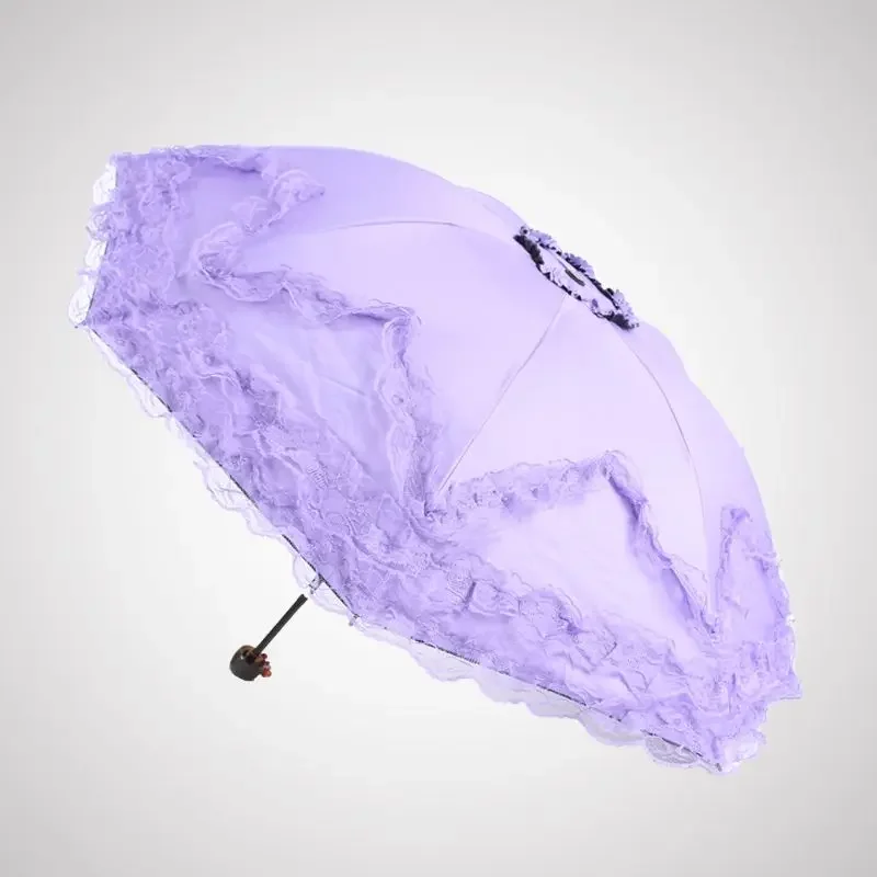 

Черный кружевной складной зонт