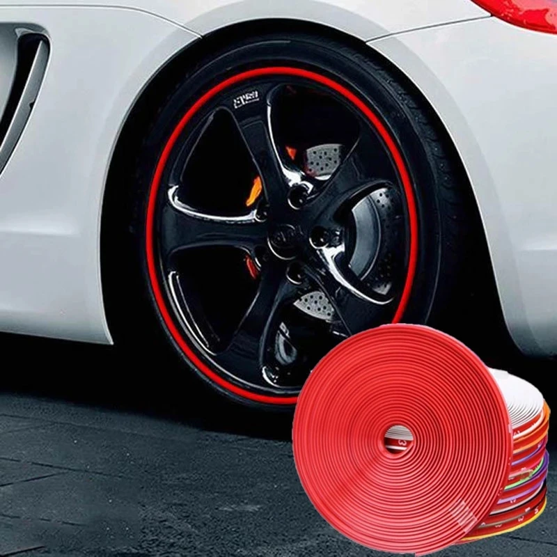 

8M / Roll Rim Blades Car Vehicle Color Wheel Rims Protectors Decor Strip Tire Guard Line Rubber Mounding Trim Tire Guard Line