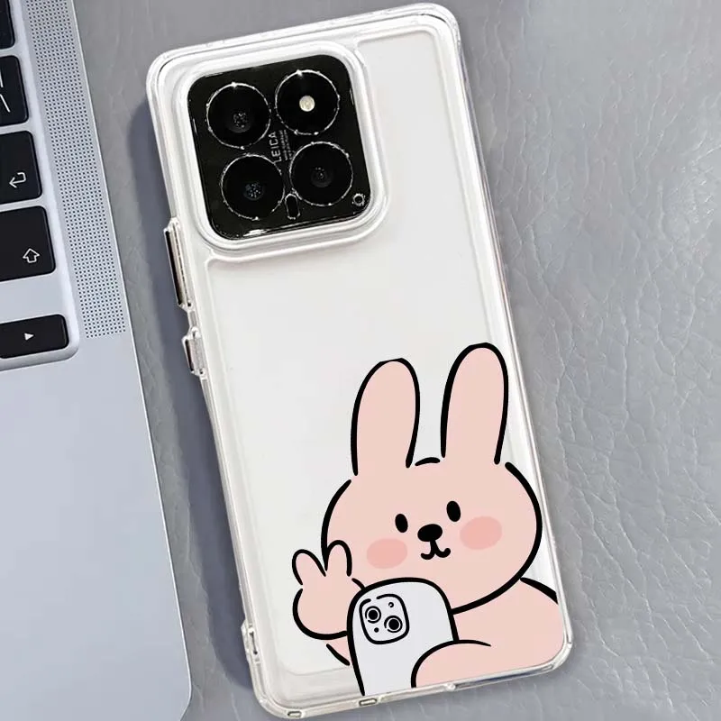 Фото Прозрачный чехол для телефона из ТПУ с милым рисунком кролика для Xiaomi 17 15 14 13 12 12S 12X 12T 11 11T Pro Max Lite Ultra №4