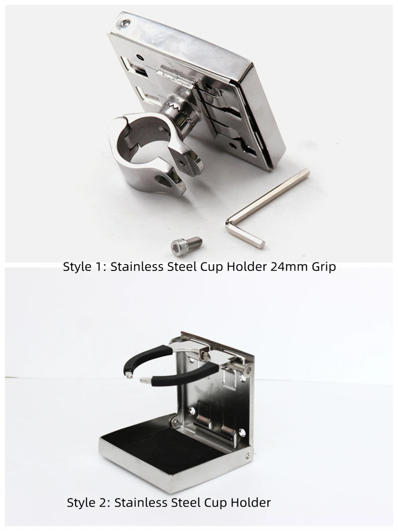 

2 Models Stainless Steel Adjustable Folding Drink Holders Folding Drink Holder Marine Boat Caravan Car Cup Holder 24mm Clamp