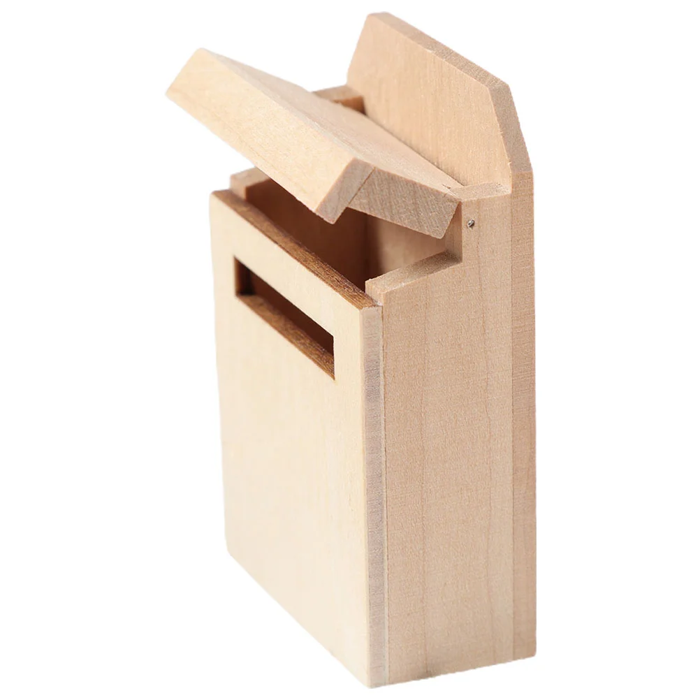 

Mini Blank Mailbox Model Miniature Wood Mailbox House Wood DIY Mini Mailbox
