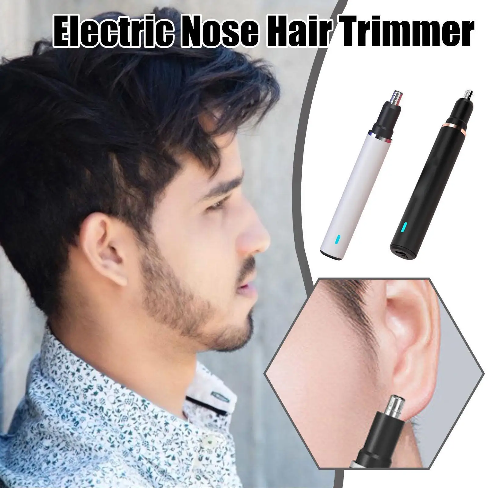 

New Nose Hair Trimmer USB Rechargeable Electric Removal Nose Ear Facial Hair Trimmer For Men 2 Color X9W7