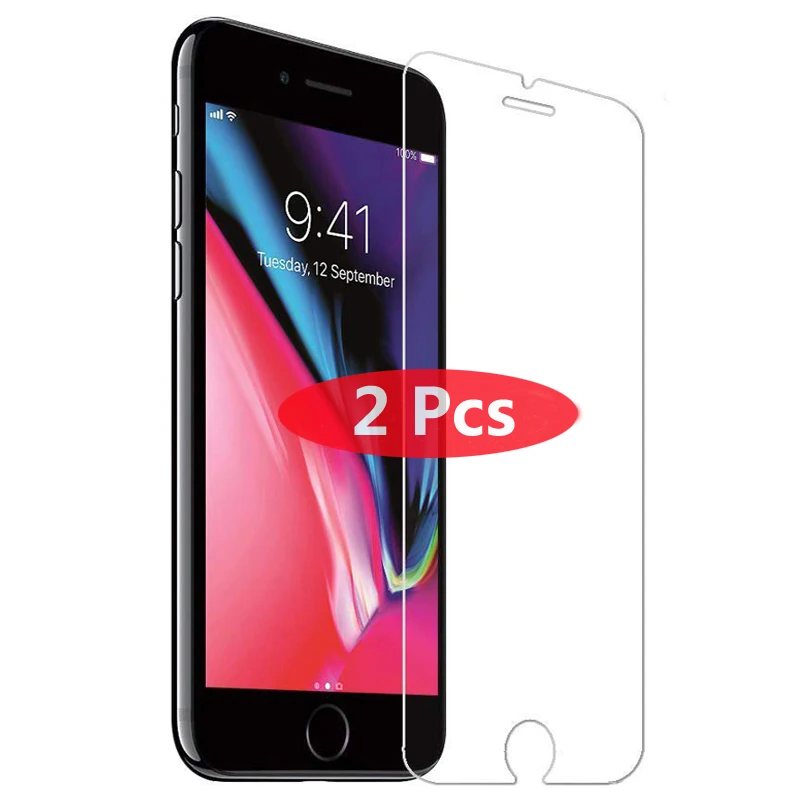 

Pelicula de vidro temperado para iphone, 2 pecas, protetor de tela, 6, 6s, 7, 8, xs, max, x, xr, 4 refletores, 5, 5s, 5c, se