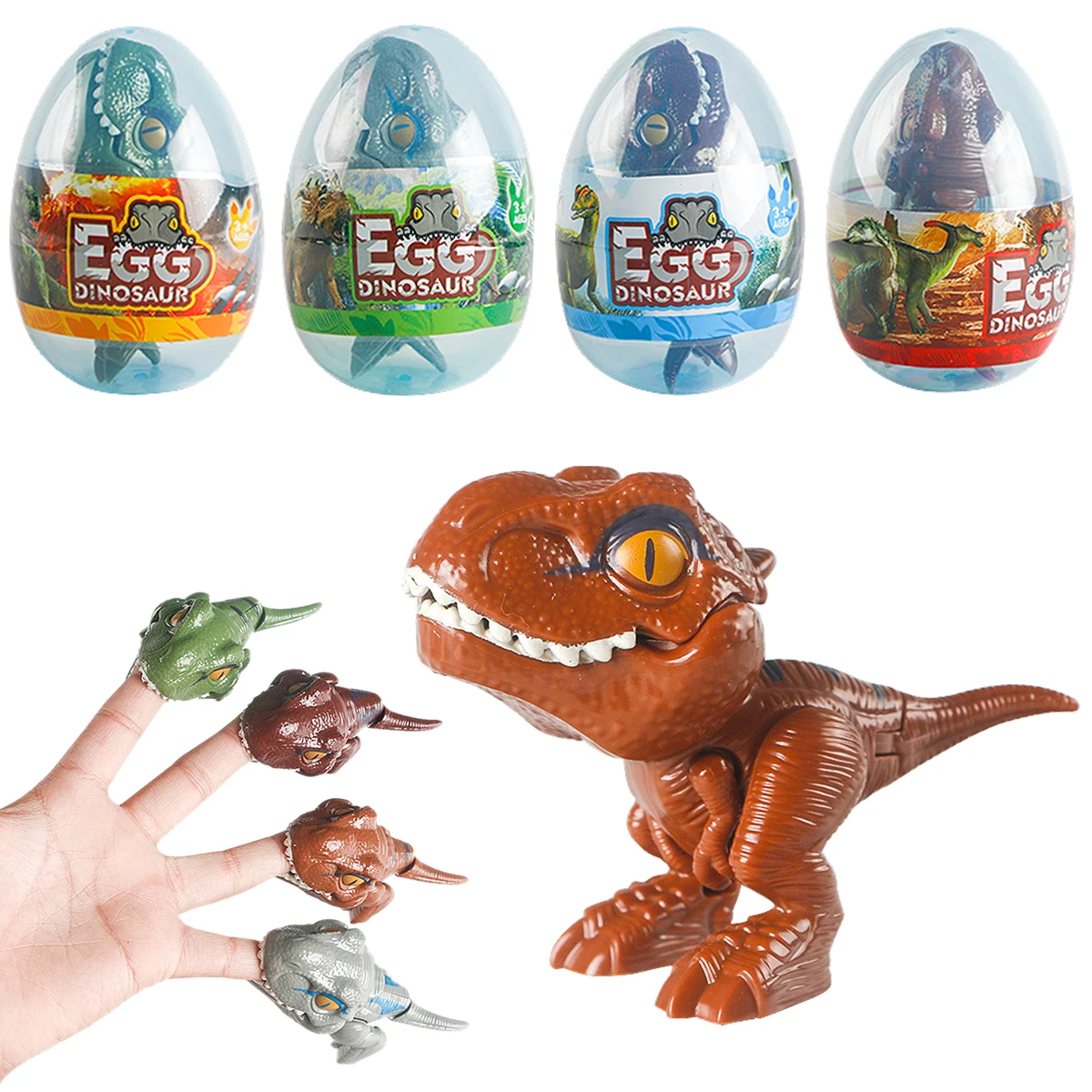 

4pcs Finger Dinosaur Model Toy Creative Tricky Tyrannosaurus Model Dinosaur Simulation Interactive Biting Hand Toy Gift for Kids